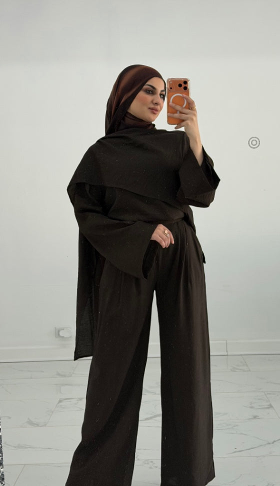 Drape Co-ord set Brown