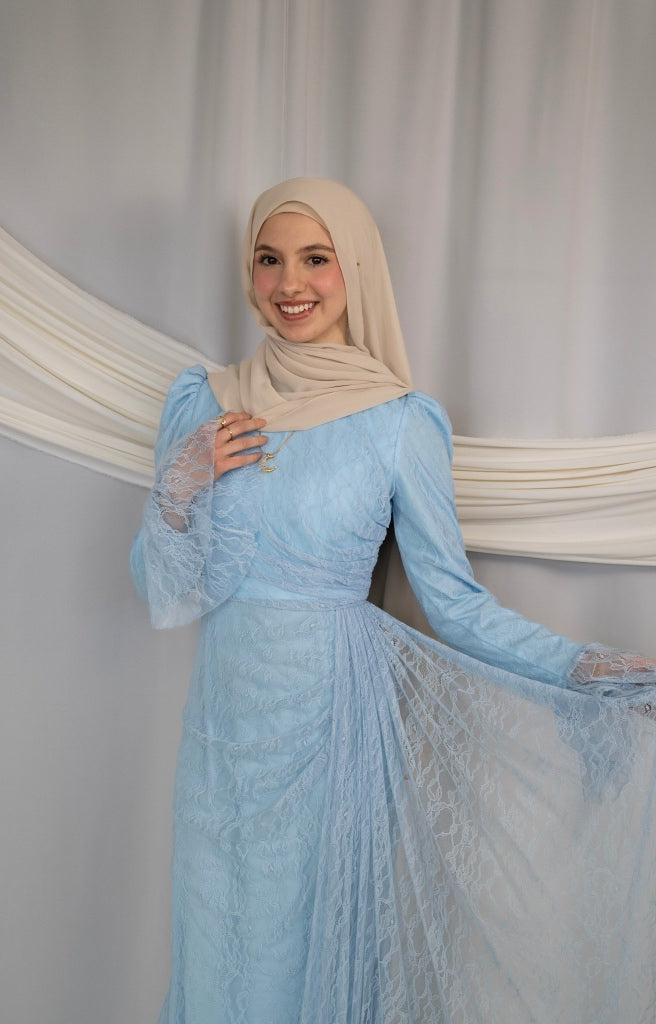 Lace Evening Gown SkyBlue