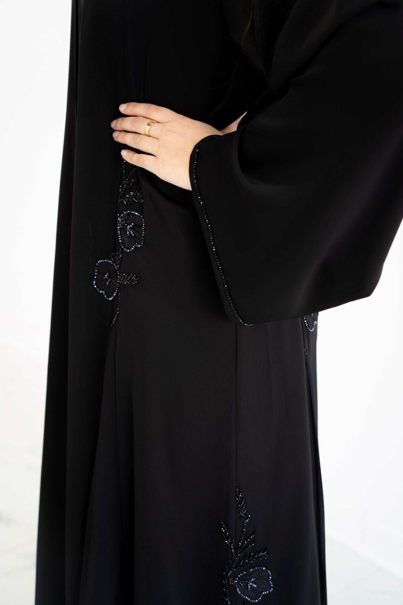 Midnight Petal Abaya Black