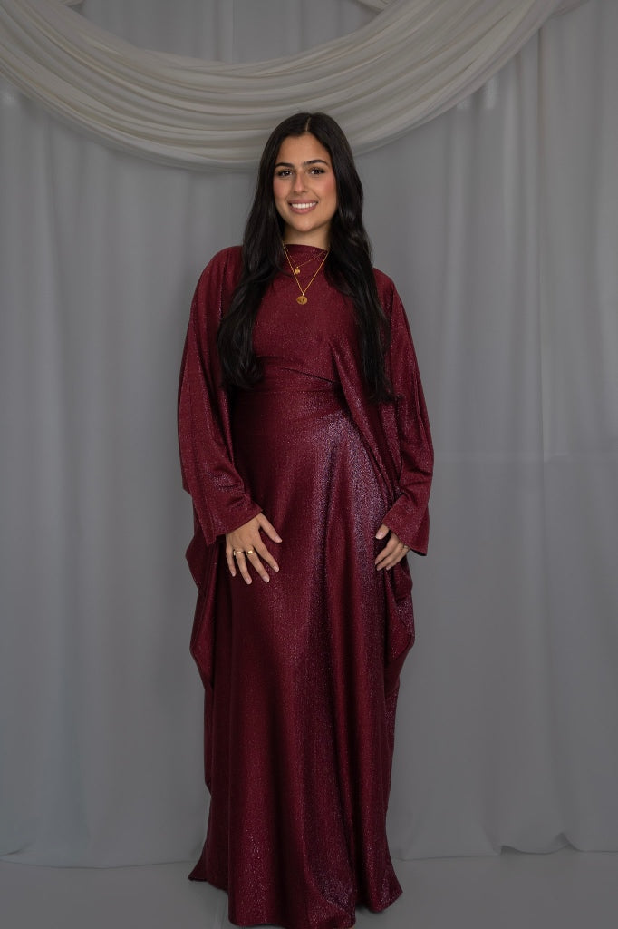 Noura Abaya Burgundy