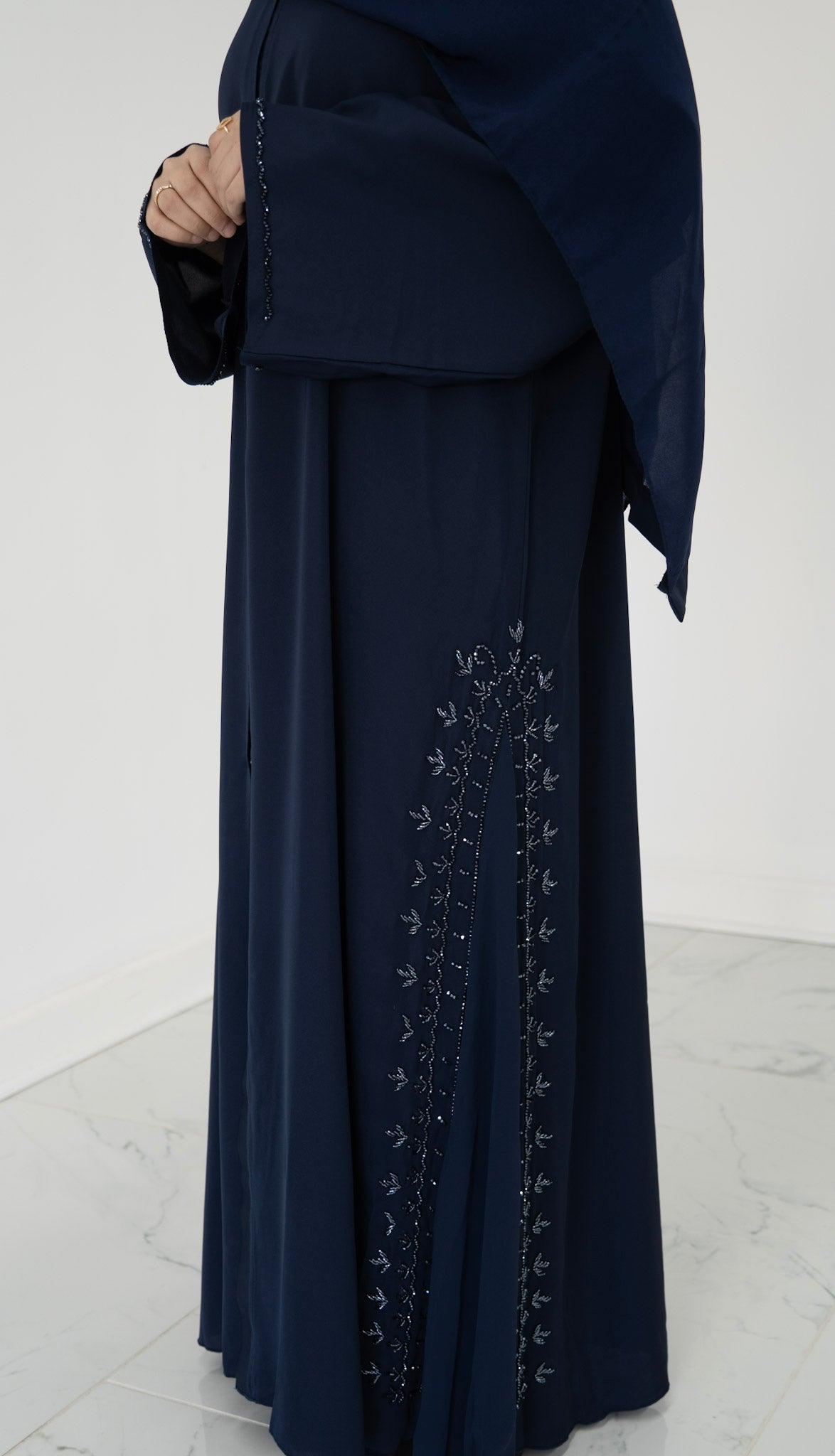 Noura Embroidered Abaya Navy