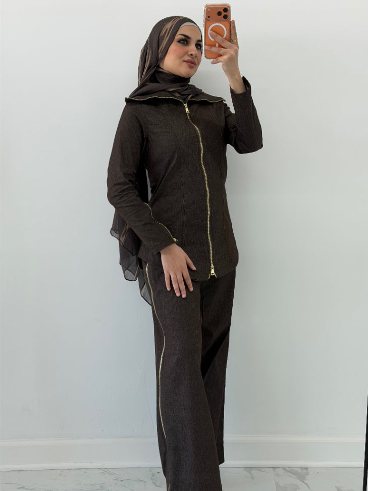 Amara Zip Set Brown