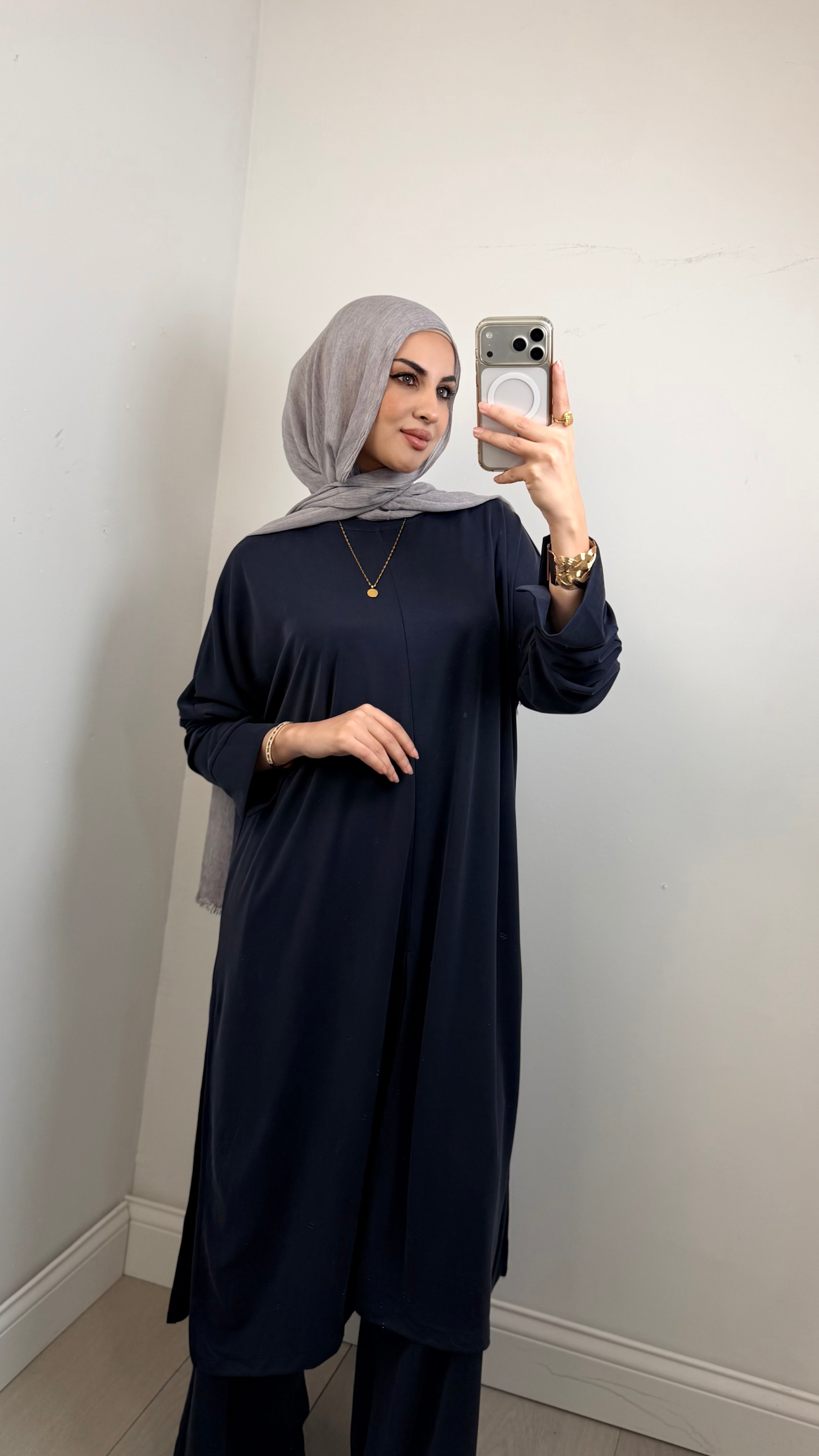 Yasmin Co-Ord Set in Navy Blue - full length