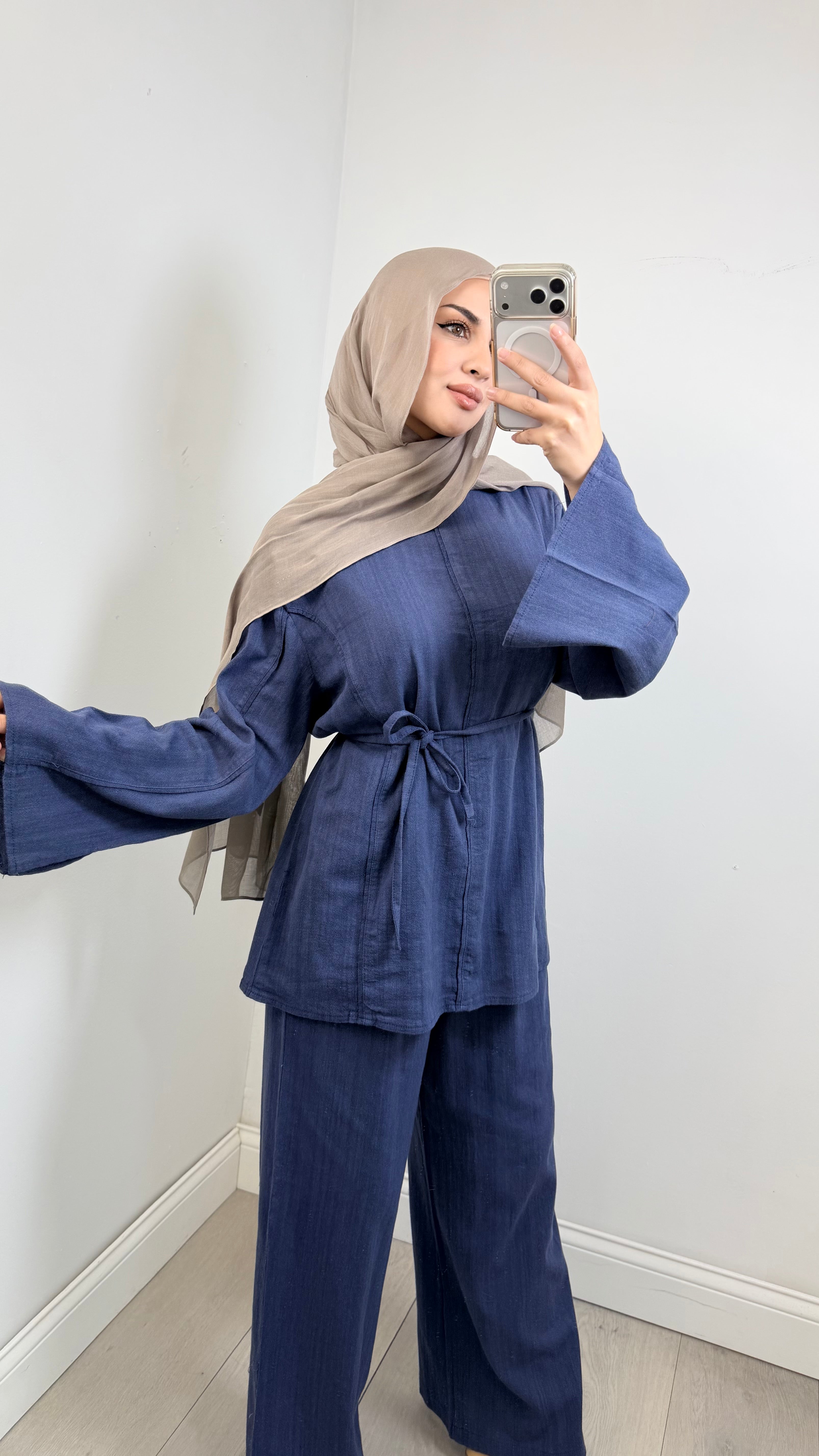 Nadia Co-Ord Set in Navy Blue - detail view