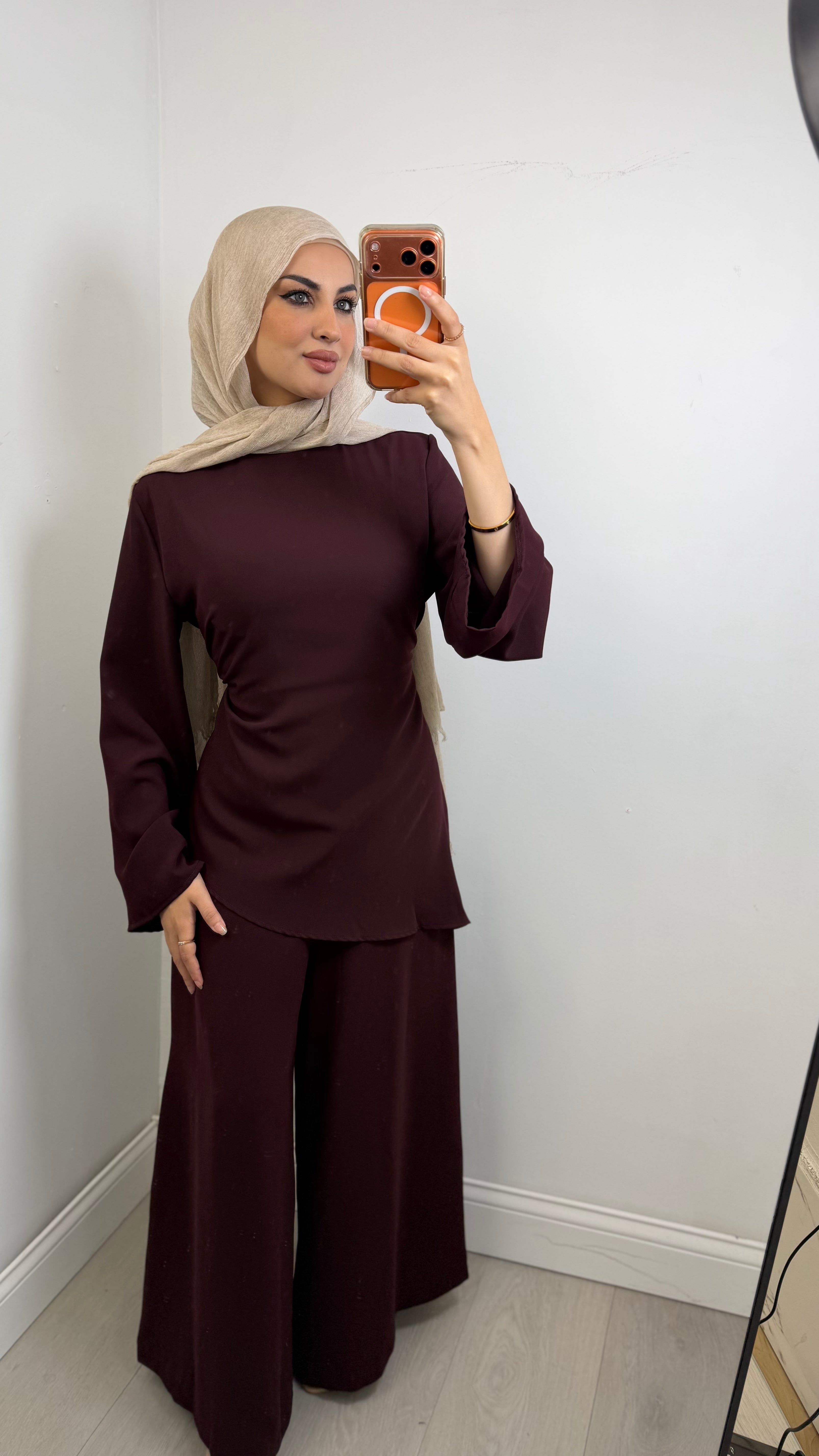 Rima Co-Ord Set in Deep Plum - full length