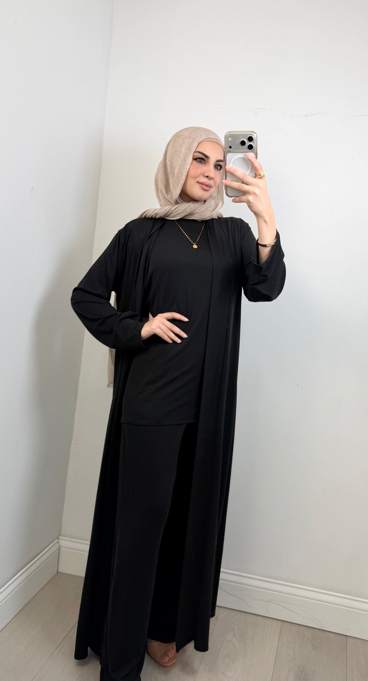 Serene 3-Piece Abaya Co-Ord Set in Black