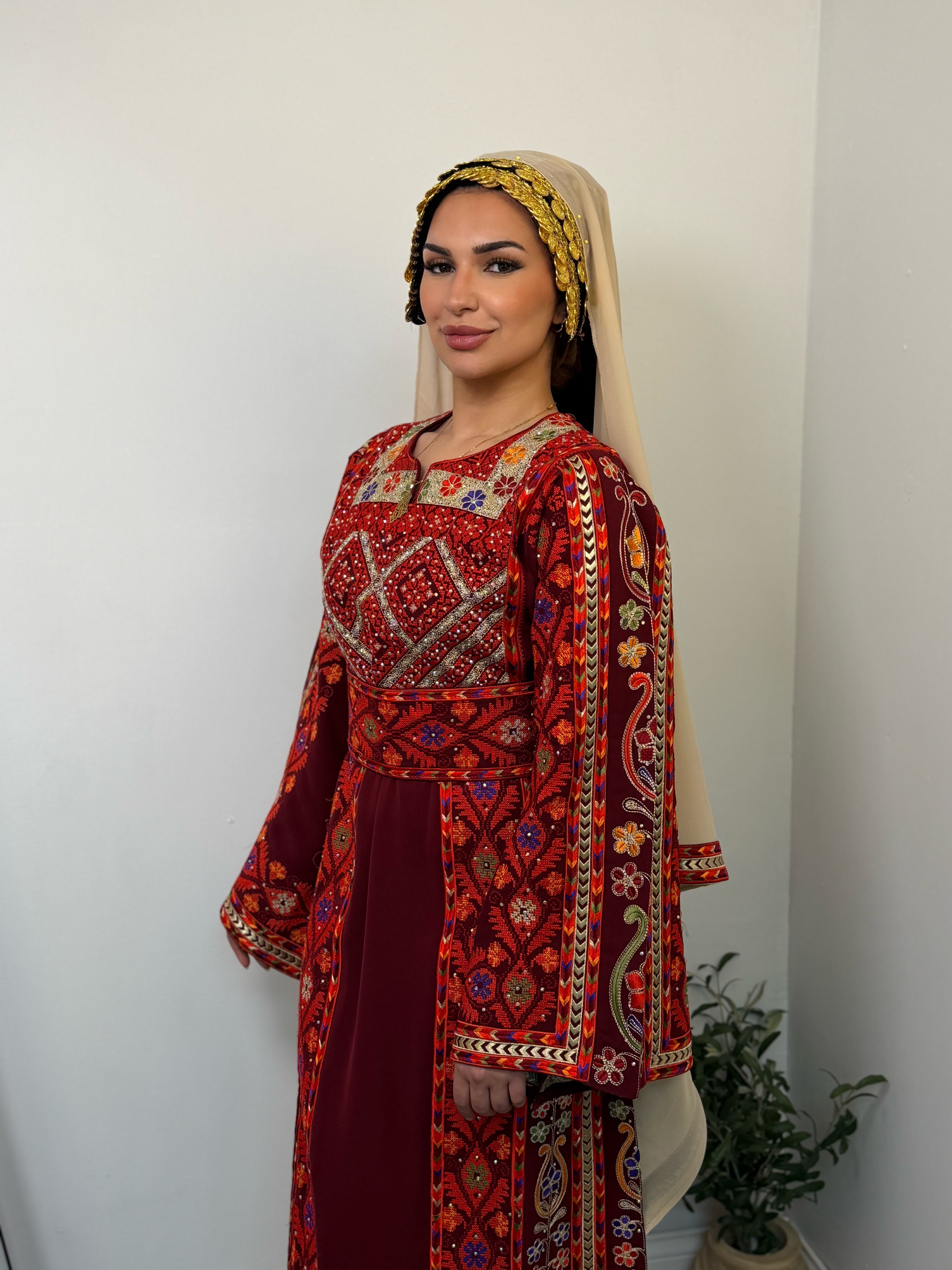 Dania Crimson Embroidered Thobe
